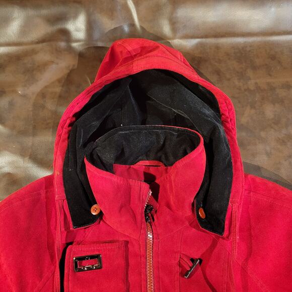 Fleet Street LTD. Removable Hood Full Zip Lined Anorak Jacket Red Womens Size M - Picture 6 of 12